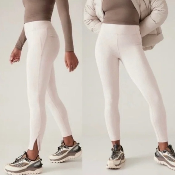 NWT Athleta Delancey Skyline Textured Tight in Cream Braiden Herringbone Large - Picture 1 of 6